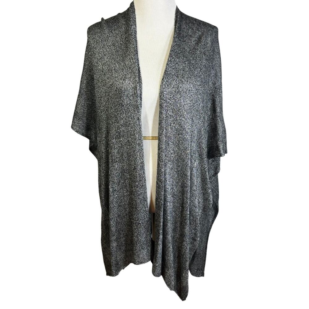 Lane Bryant Poncho Style Open Front Sweater Lightweight Women's Black White Knit
